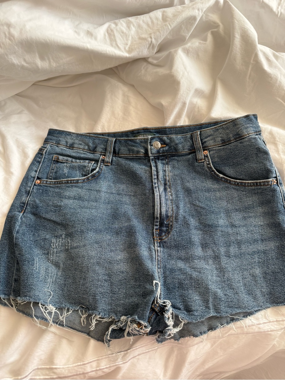 wild fable Distressed Medium Blue Denim Cutoff Shorts